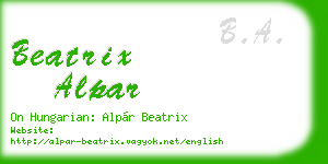 beatrix alpar business card